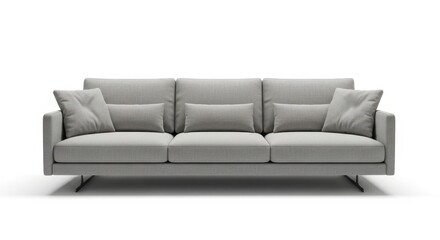 Fototapeta premium Modern Grey Sofa Isolated on White Background for Contemporary Living Room