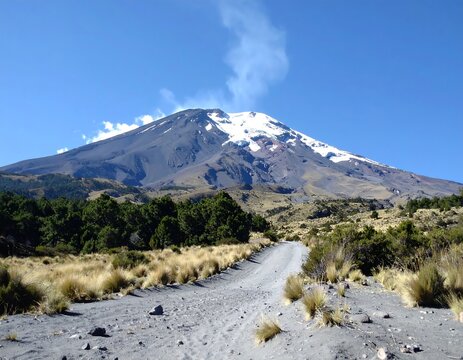 Iztaccihuatl Volcano - A Majestic Peak in Mexicos Landscape. - Powered by Adobe