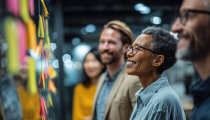 Diverse Group Of Business Colleagues Collaborating In A Brainstorming Session, Emphasizing Teamwork And Innovation In A Contemporary Office Setting.