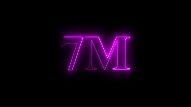 7M. Electric lightning text. Burning Logo reveal animation on black background 4k,.