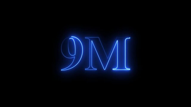 9M. Electric lightning text. Burning Logo reveal animation on black background 4k,.