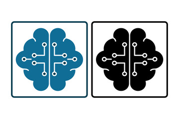 Brain digital Icon. Icon related to Technology. Suitable for web site design, app, UI, user interfaces. Solid icon style. Simple vector design editable