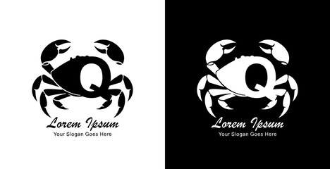 Crab logo design combined with the letter Q
