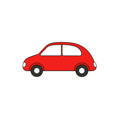 Fototapeta premium Minimalist red car vector illustration side view scalable graphics for design projects