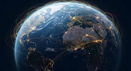Global Network Connections Illustrating Digital Communication and International Connectivity