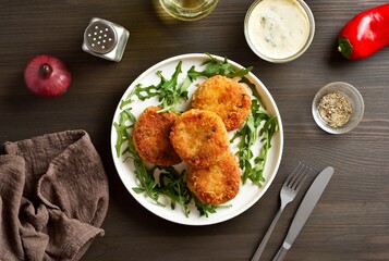 Deep fried fish cakes from mashed potato and minced fish