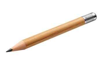 Wooden pencil with metal ferrule isolated on a transparent background