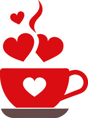 Coffee Cup with Heart Shaped Steam Love Concept