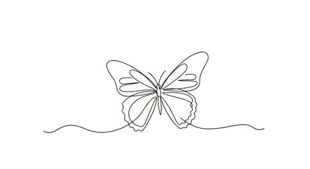 A delicate butterfly drawn with a single continuous line on a plain background.