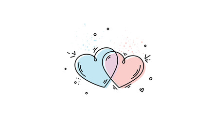 Two hearts in soft pastel colors symbolizing love and connection.