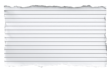 White Lined Paper With Torn Edges isolated on a transparent background