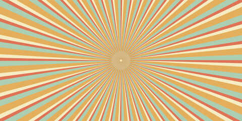 A fun retro sunbeam swirl background adds a wavy orange and yellow hue with a grunge texture. Sunbeam-inspired shapes, vector