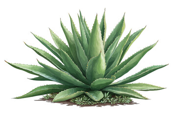 Fototapeta premium Green Agave Plant Illustration isolated on a transparent background
