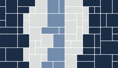 Dark blue abstract block arrangement with rounded corners and white lines