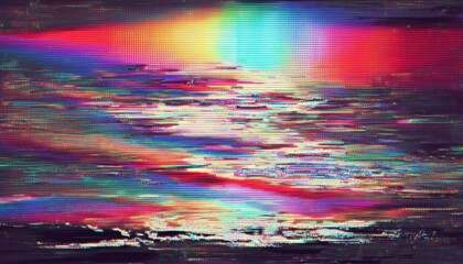 Random Glitch Effect: Lost Signal Vhs Glitches And Static Noise With Light Tv And Monitor Static