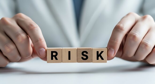Person holding wooden blocks with the word risk spelled out, representing business and financial challenges