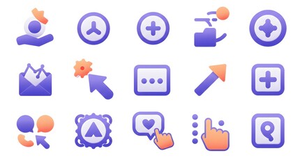 Modern Flat Icons Set with Gradient Colors for Web Design, Apps and UI - Vector Collection