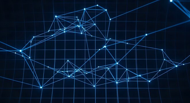 Futuristic Blockchain Network, Data Connections, Artificial Intelligence, and Global Connectivity