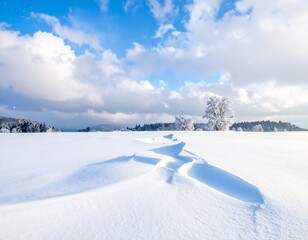 Fototapeta premium 振り積もった雪と空と木々の冬の風景