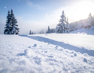 Obraz premium 降り積もった雪と空と木々の冬の風景