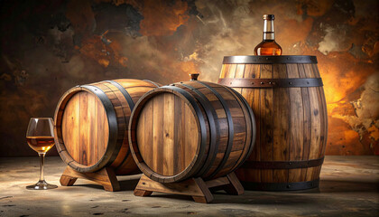 Naklejka premium Homemade alcoholic beverages wine barrel for fermentation 3