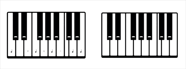 Monochrome vector illustration of piano keys in perfect symmetry — representing elegance and harmony of musical instruments. Ideal for music logos, posters, and creative design projects.
