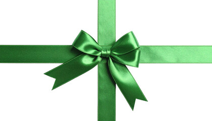 gr&uuml;nes Geschenkband mit Schleife, transparenter Hintergrund, png