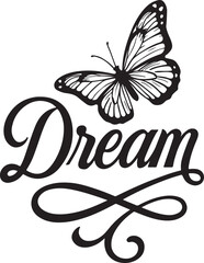 Vector black and white butterfly illustration for a greeting card design with love text.