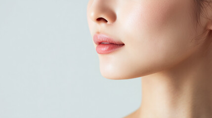 唇とフェイスラインを美しく魅せる・女性のアップ