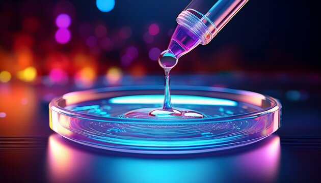 dropper dispensing liquid into petri dish