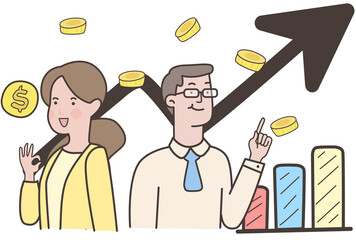 man and woman with money