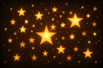 Warm Golden Stars on Dark Background: Twinkling Celestial Pattern for Festive and Magical Themes