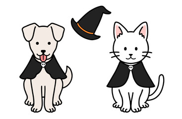 犬と猫のハロウィンコスチューム