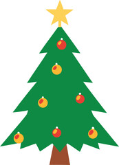 christmas tree with decorations balls, star, garlands vector art