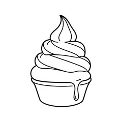 Swirled Soft Serve Ice Cream Dessert Outline