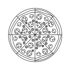 Pizza Outline Art with Toppings