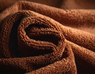 Close-up of folded, brown textile, highlighting texture and soft folds
