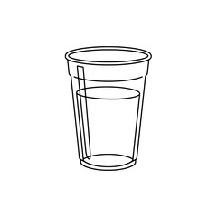 Water in Plastic Cup in Minimalistic Style