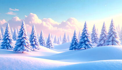 Naklejka premium Serene Winter Wonderland Landscape