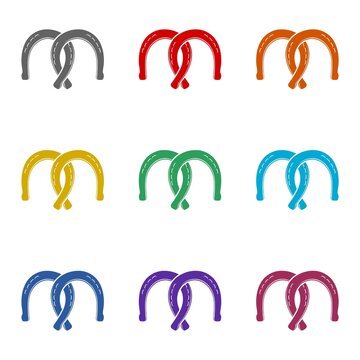 Two horse shoes  icon isolated on white background. Set icons colorful