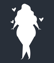 Women silhouette shadow body positive bodypositive concept. Vector graphic design illustration