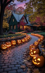 halloween pumpkin in the garden