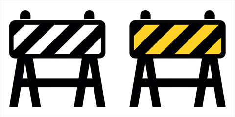Road construction barrier sign vector illustration symbolizing safety and caution during maintenance work.
