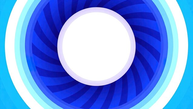 Abstract Blue and White Concentric Circles with Swirling Pattern.