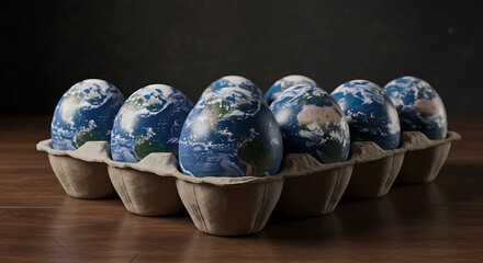Protect our world future generations depend on it fresh earth eggs in carton global sustainability concept