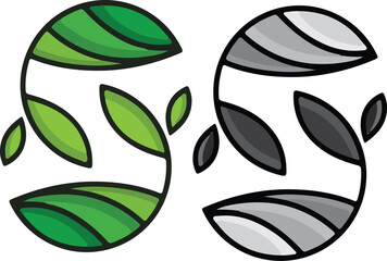 Abstract Leaf Logo Design with Green and Gray Elements