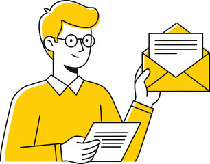A person scheduling meetings via email. vector illustration