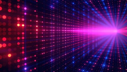 Abstract digital light beam with vibrant colors and dots.