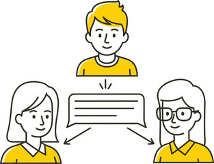 A team connecting through a company chat channel. vector illustration