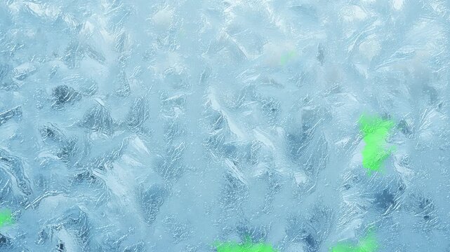 Intricate ice patterns form gradually on a green screen background for seamless seasonal effects